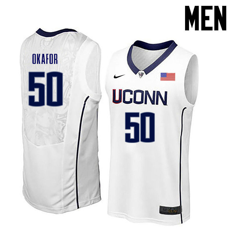 Men Uconn Huskies #50 Emeka Okafor College Basketball Jerseys-White